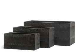 Кашпо TREEZ ERGO - Graphics - Низкий прямоугольник - Чёрный графит