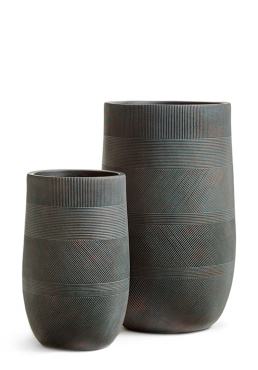 Кашпо TREEZ ERGO - Graphics - Высокая округлая чаша - Окись с медной патиной