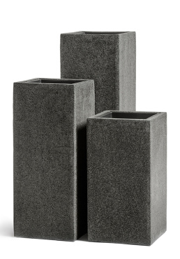 Кашпо TREEZ Effectory - Stone - Высокий куб - Тёмно-серый камень