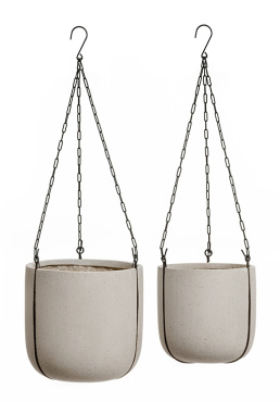 Кашпо TREEZ Effectory - Beton - Чаша подвесная - Белый песок