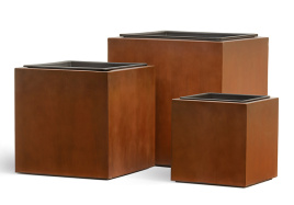 Кашпо TREEZ Effectory - Corten Steel - Куб - Кортеновская сталь - Бархатистая окись