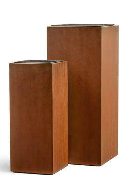 Кашпо TREEZ Effectory - Corten Steel - Высокий куб - Кортеновская сталь - Бархатистая окись
