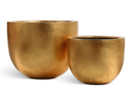 Кашпо TREEZ Effectory - Metal - Низкая конус-чаша - Сусальное золото