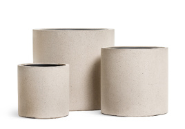 Кашпо TREEZ Effectory - Beton - Цилиндр - Белый песок