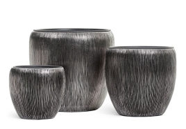 Кашпо TREEZ Effectory - Wow - Конус-Чаша - Стальное серебро