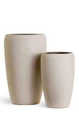 Кашпо TREEZ Effectory - Beton - Высокий округлый конус - Белый песок