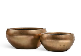 Кашпо TREEZ Effectory - Metal - Низкая полусфера - Тёмное матовое золото