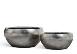 Кашпо TREEZ Effectory - Metal - Низкая полусфера - Стальное серебро