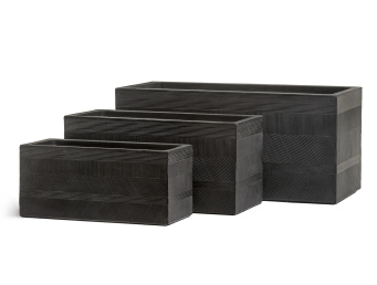 Кашпо TREEZ ERGO - Graphics - Низкий прямоугольник - Чёрный графит