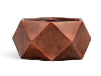 Кашпо TREEZ ERGO - Rombo - Низкая чаша-многогранник - Состаренная медь