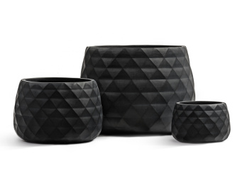 Кашпо TREEZ ERGO - Diamond - Низкая чаша - Антрацит