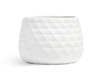 Кашпо TREEZ ERGO - Diamond - Низкая чаша - Белый камень