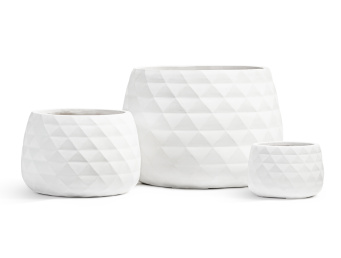 Кашпо TREEZ ERGO - Diamond - Низкая чаша - Белый камень