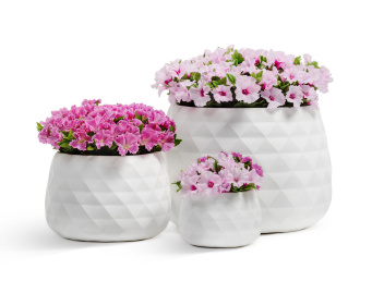 Кашпо TREEZ ERGO - Diamond - Низкая чаша - Белый камень