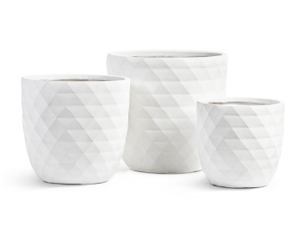 Кашпо TREEZ ERGO - Diamond - Чаша-конус - Белый камень