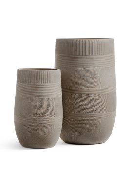 Кашпо TREEZ ERGO - Graphics - Высокая округлая чаша - Капучино