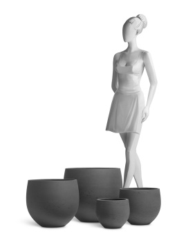 Кашпо TREEZ ERGO - Concrete - Чаша - Тёмно-серый бетон