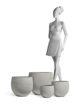 Кашпо TREEZ ERGO - Concrete - Чаша -  Светло-серый бетон