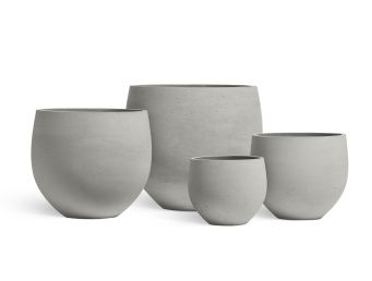 Кашпо TREEZ ERGO - Concrete - Чаша -  Светло-серый бетон