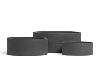 Кашпо TREEZ ERGO - Concrete - Низкий цилиндр - Тёмно-серый бетон