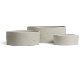 Кашпо TREEZ ERGO - Concrete - Низкий цилиндр - Белый песок