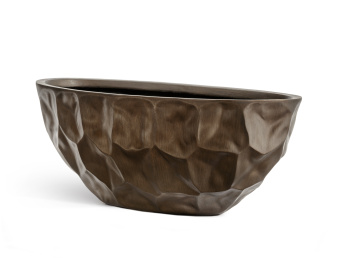 Кашпо TREEZ Effectory - Metal - Высокая лодка Design Crumple - Чернёная бронза