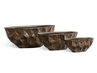 Кашпо TREEZ Effectory - Metal - Высокая лодка Design Crumple - Чернёная бронза