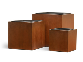 Кашпо TREEZ Effectory - Corten Steel - Куб - Кортеновская сталь - Бархатистая окись