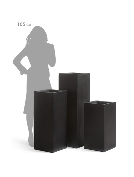 Кашпо TREEZ Effectory - Black Stone - Высокий куб - Антрацит