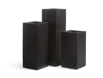 Кашпо TREEZ Effectory - Black Stone - Высокий куб - Антрацит