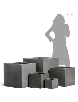 Кашпо TREEZ Effectory - Beton - Куб - Тёмно-серый бетон