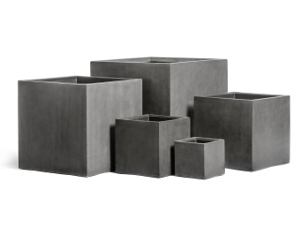 Кашпо TREEZ Effectory - Beton - Куб - Тёмно-серый бетон