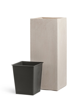 Кашпо TREEZ Effectory - Beton - Высокий куб - Белый песок