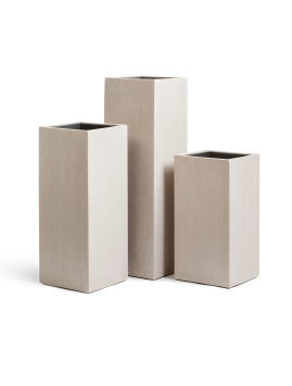 Кашпо TREEZ Effectory - Beton - Высокий куб - Белый песок