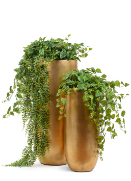 Кашпо TREEZ Effectory - Metal - Высокий округлый конус - Сусальное золото