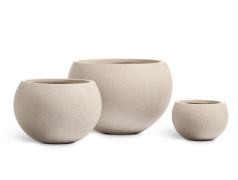 Кашпо TREEZ Effectory - Beton - Полусфера - Белый песок