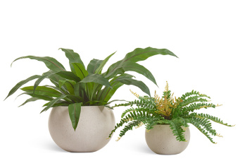 Кашпо TREEZ Effectory - Beton - Полусфера - Белый песок