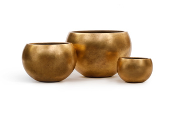 Кашпо TREEZ Effectory - Metal - Полусфера - Сусальное золото