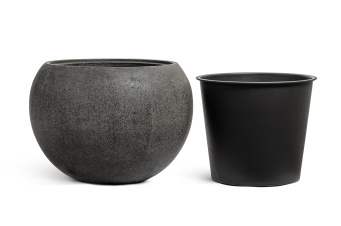 Кашпо TREEZ Effectory - Stone - Большая полусфера - Тёмно-серый камень