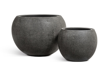 Кашпо TREEZ Effectory - Stone - Большая полусфера - Тёмно-серый камень