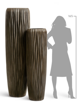 Кашпо TREEZ Effectory - Metal - Высокий конус Giant Design Wave - Чернёная бронза