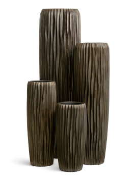 Кашпо TREEZ Effectory - Metal - Высокий конус Giant Design Wave - Чернёная бронза