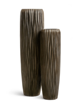 Кашпо TREEZ Effectory - Metal - Высокий конус Giant Design Wave - Чернёная бронза