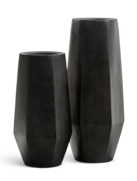 Кашпо TREEZ Effectory - Crystal - Высокий многогранник - Антрацит