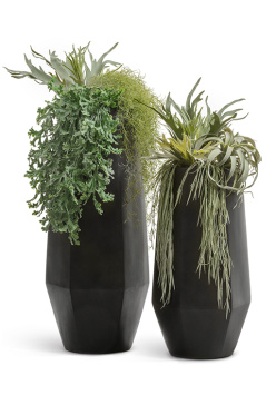 Кашпо TREEZ Effectory - Crystal - Высокий многогранник - Антрацит