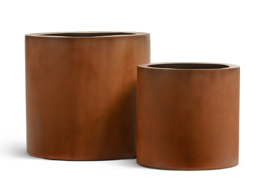Кашпо TREEZ Effectory - Corten Steel - Цилиндр - Кортеновская сталь-Бархатистая окись