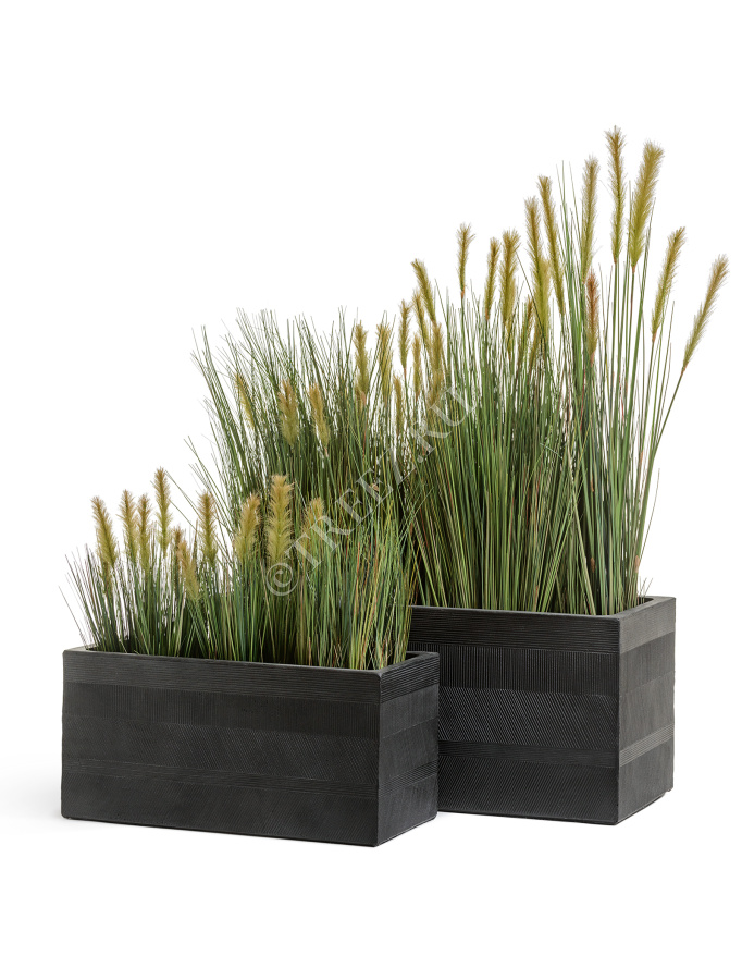 Кашпо TREEZ ERGO - Graphics - Низкий прямоугольник - Чёрный графит фото