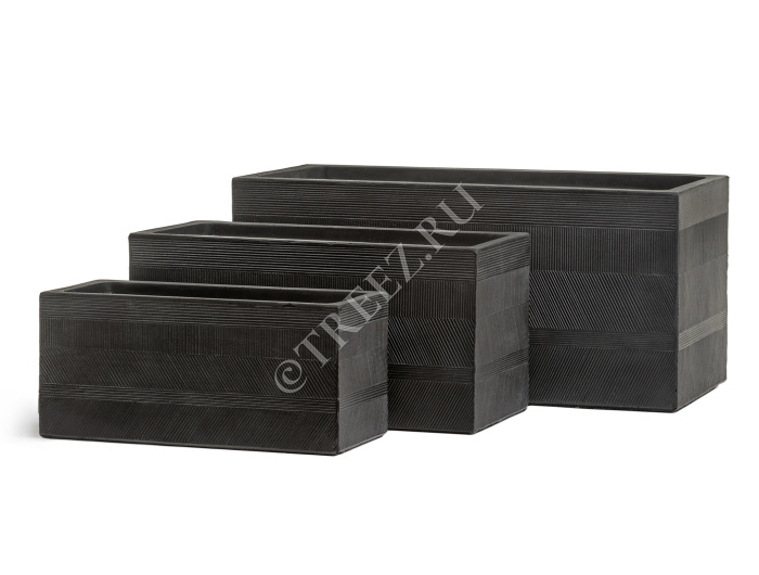 Кашпо TREEZ ERGO - Graphics - Низкий прямоугольник - Чёрный графит фото