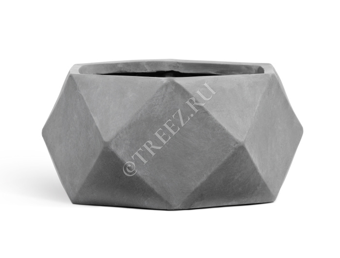 Кашпо TREEZ ERGO - Rombo - Низкая чаша-многогранник - Светло-серый камень фото