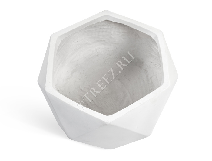 Кашпо TREEZ ERGO - Rombo - Низкая чаша-многогранник - Белый камень фото